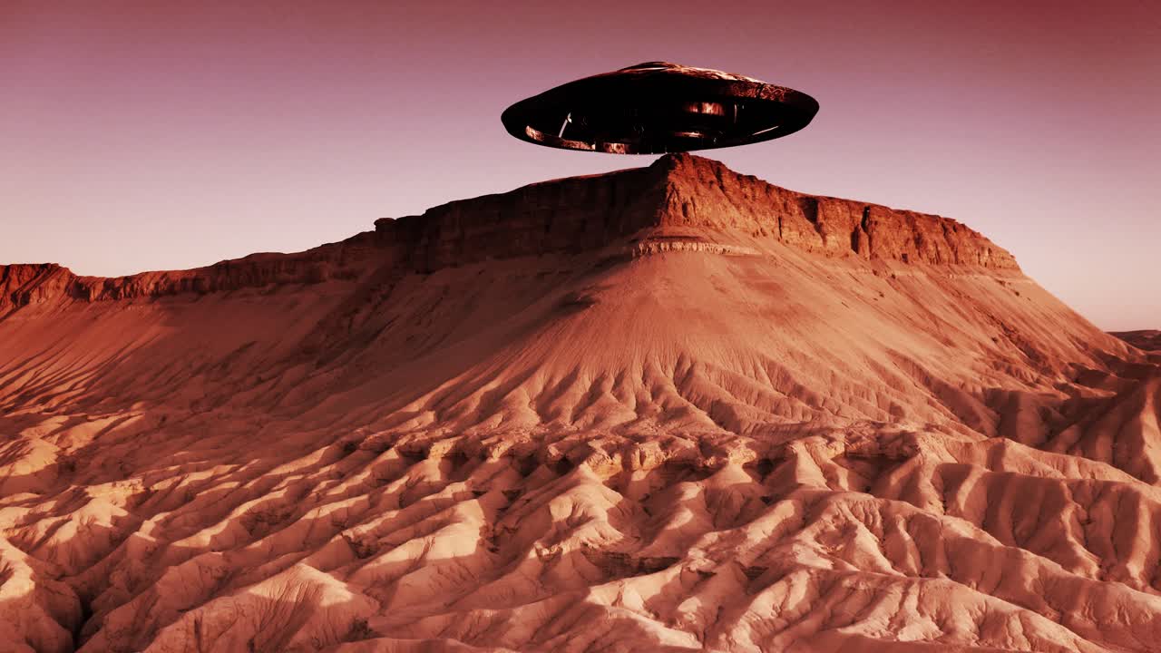 Alien UFO over Martian Landscape