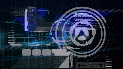 animación del escaneo del alcance y el procesamiento de datos sobre fondo negro