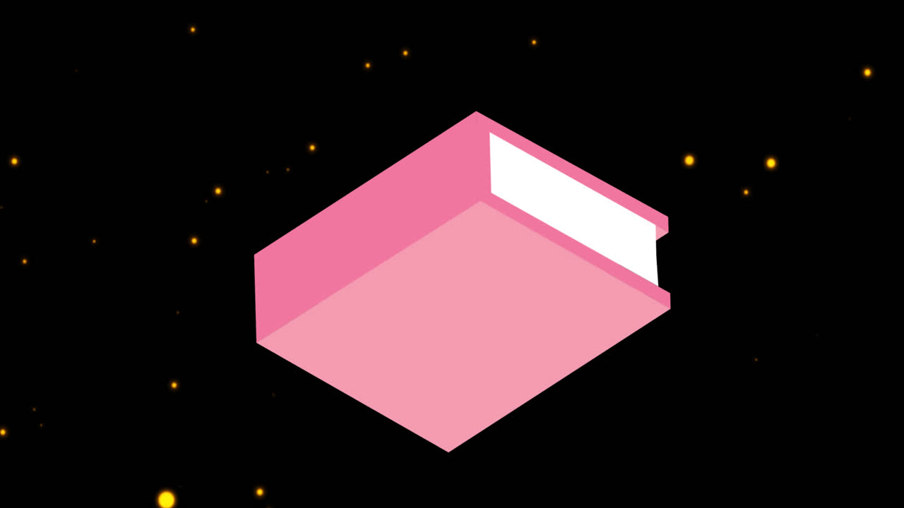 animación de manchas brillantes sobre libros rosados sobre fondo negro
