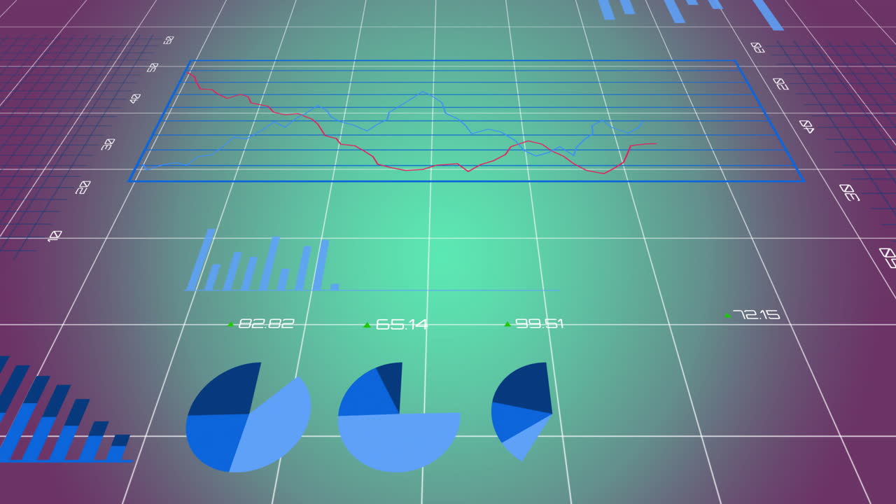 Animation of diagrams over data processing on green background