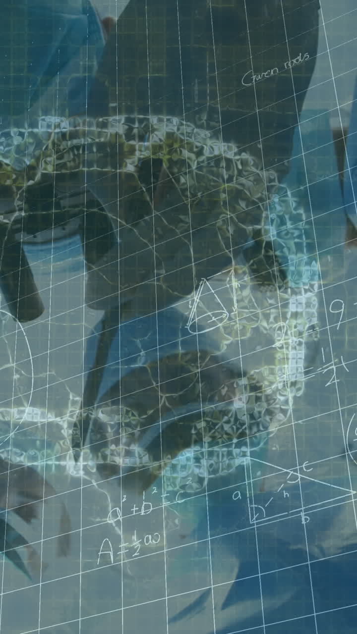 얼굴 마스크를 착용한 다양한 외과 의사들에 대한 인간 뇌의 애니메이션과 데이터 처리