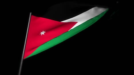 bandera de jordania, animación 3d realista de la bandera ondeando. bandera de jordan ondeando en el viento. bandera nacional de jordania. animación de bucle sin costuras. 4k de alta calidad, renderización 3d