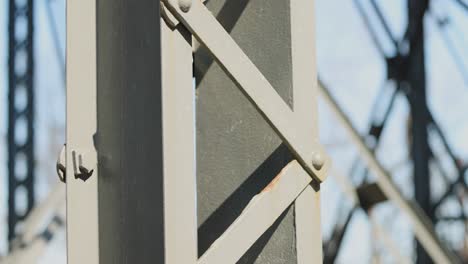 steel beam structure of the alexandria suspension bridge that crosses the ottawa river from gatineau, quebec to ottawa, ontario