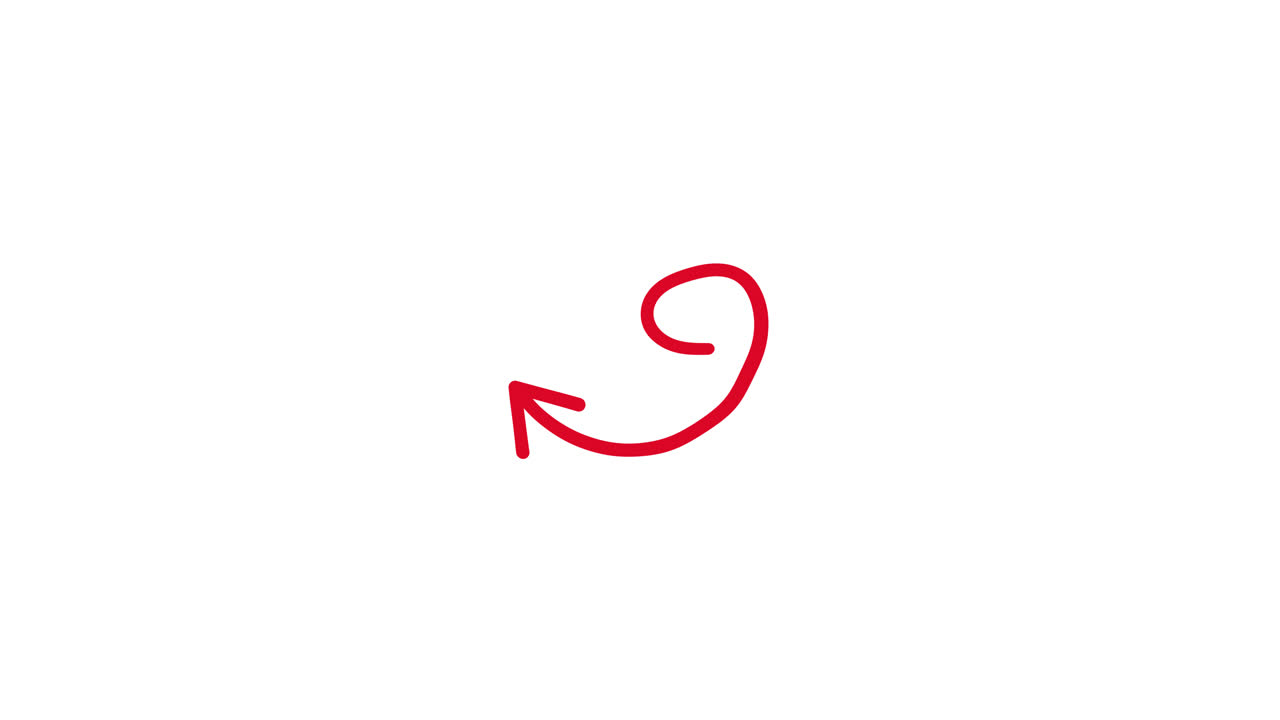 Hand-Drawn Red Arrow Animating on White Background