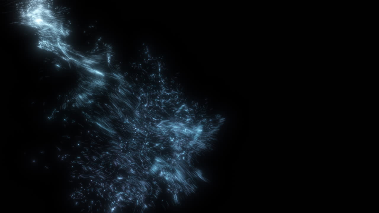 Multi Colored Elegant Glowing Fluid Particles Bursting and Interacting