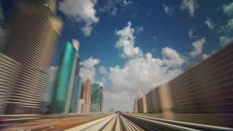 sunny day metro ride across dubai city 4k time lapse united arab emirates