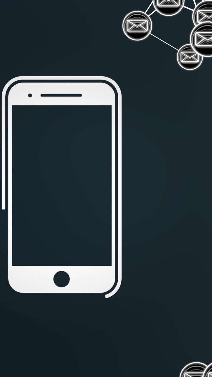Animazione di icone a forma di busta su smartphone
