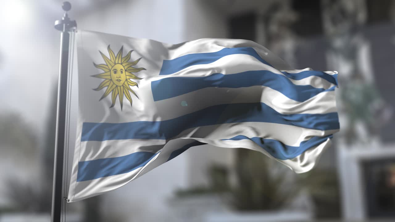 우루과이 국기 (uruguay national flag) 는 우루와이의 국기를 흔들고 있는 나라이다. 정치와 뉴스 일러스트레이션.