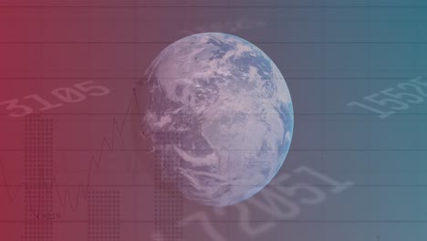 Animación-Del-Procesamiento-De-Datos-Sobre-El-Globo-Y-La-Cuadrícula