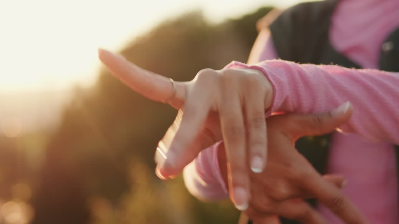Woman Dancing Hands at Golden Hour Sunset