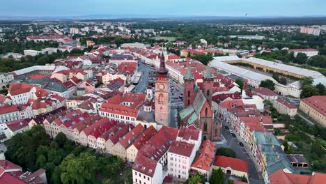 historic old town of hradec kralove, czechia aerial panoramic