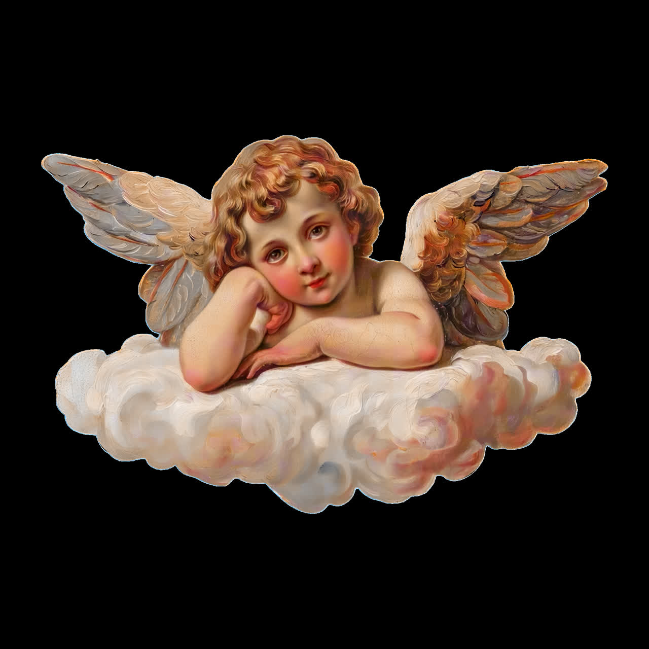 Cherubic angel resting peacefully animation isolated asset, transparent 4K video, alpha channel
