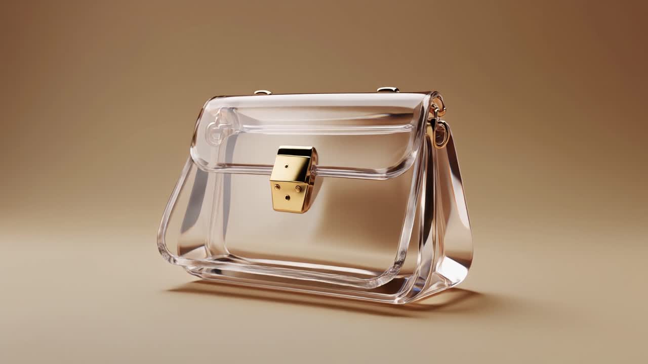 Borsa Trasparente in Acrilico con Accessori Dorati che si Apre e si Chiude