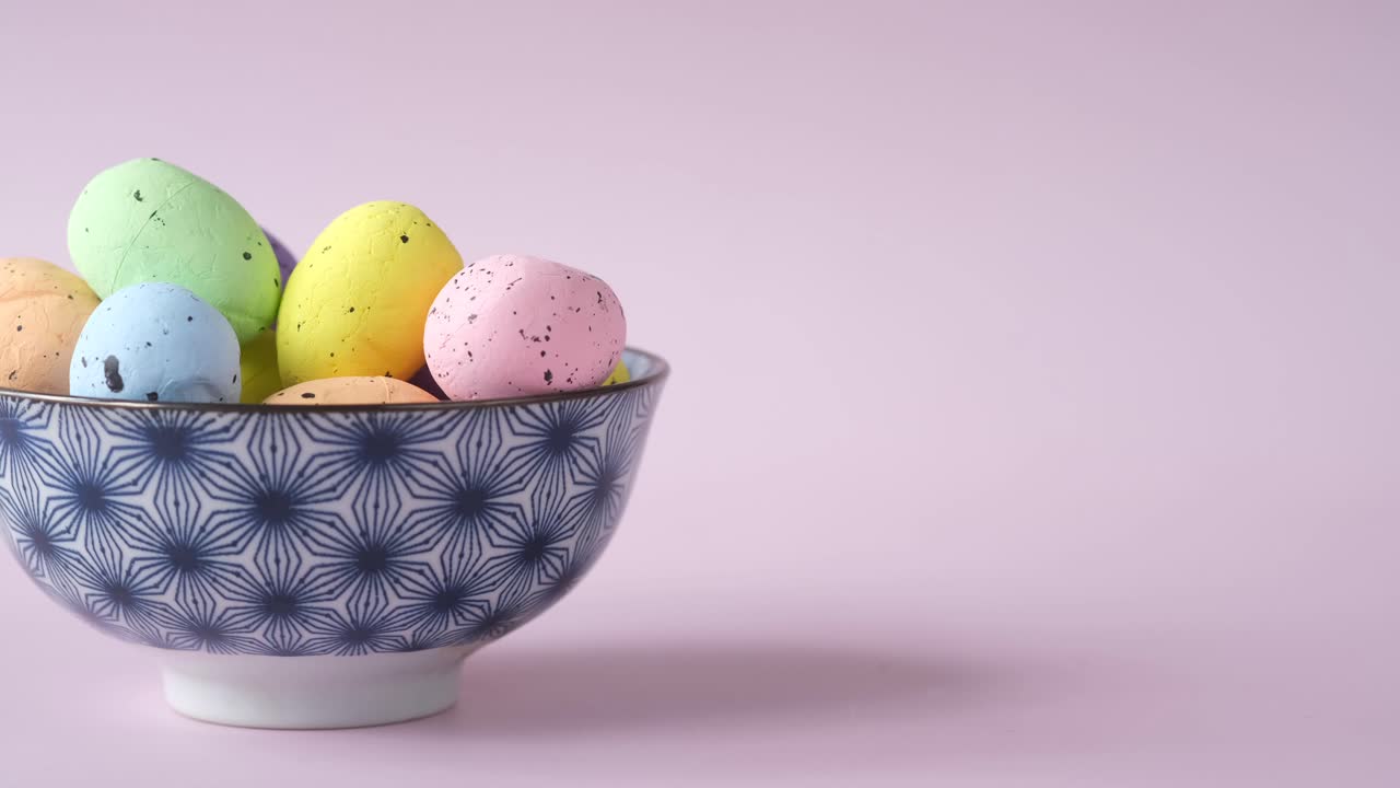 Colorful Easter Eggs in a Decorative Bowl