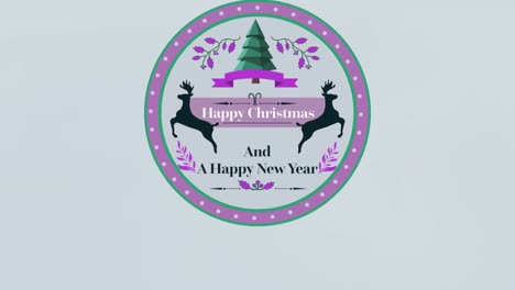 animation of christmas greetings on tag on grey background