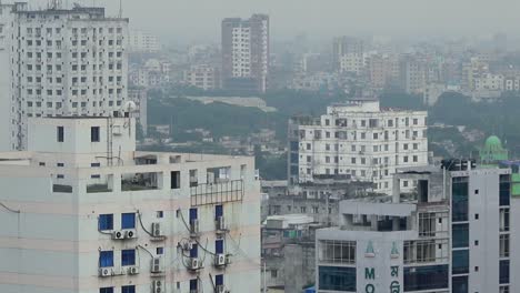 high angle view of dhaka city residential and financial buildings at sunny day