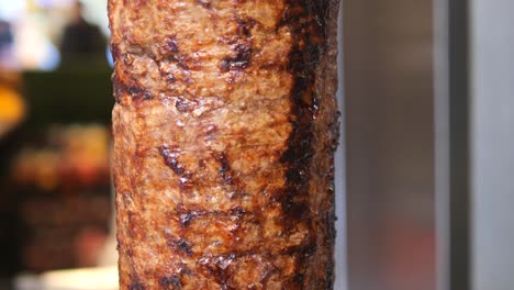 close-up of a rotating doner kebab