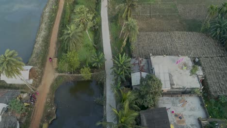 a narrow concrete road that connects a village to a hospital in the remote villages of west bengal in india