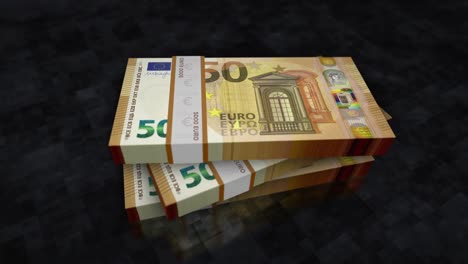 euro 50 money banknote pile packs animation