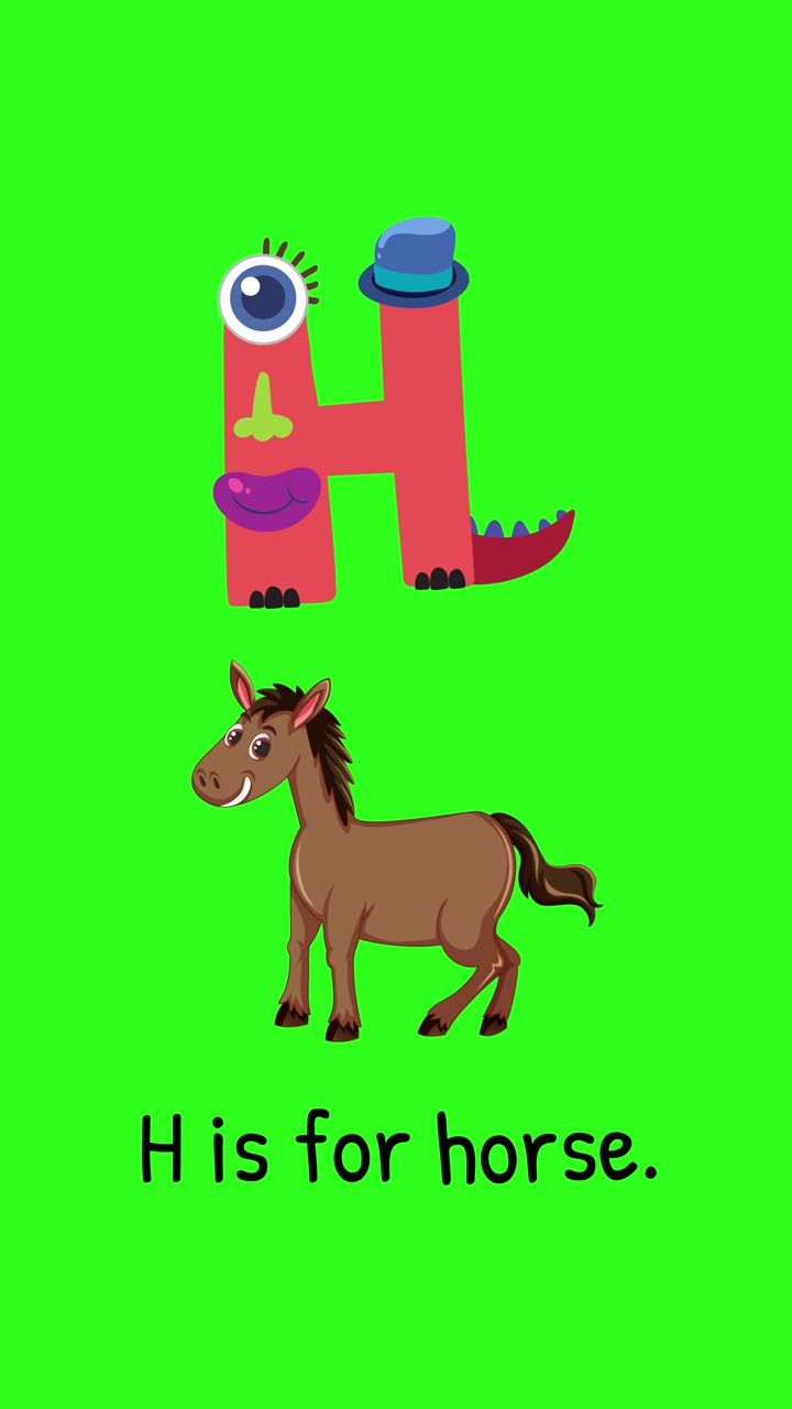 Playful animation of letter H transforming into a horse with vibrant colors and whimsical design