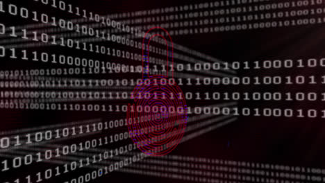 animación de código binario y candado digital sobre fondo negro