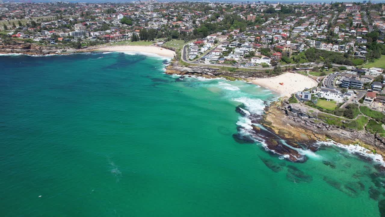 시드니 해변과 도시 풍경의 공중 풍경