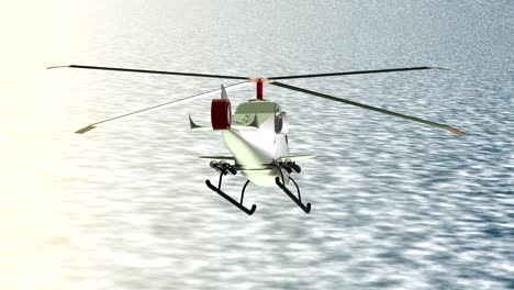Troubled-white-helicopter-overrun-the-ocean