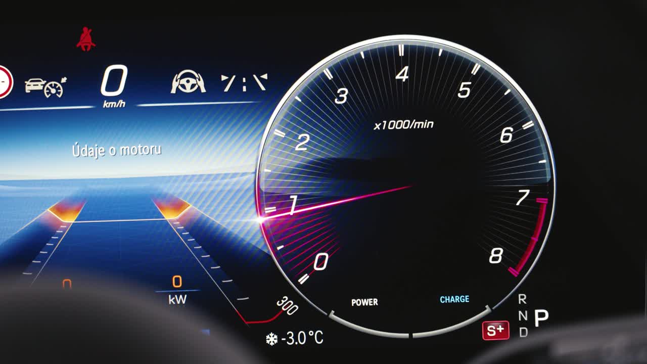 Digital tachometer measure working speed of engine, car in parking mode