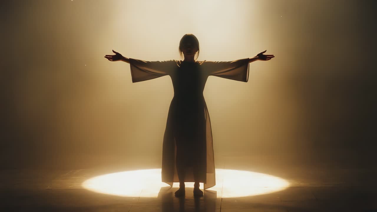 Woman in a spotlight on stage