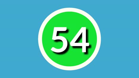 number 54 fifty four sign symbol animation motion graphics on green sphere on blue background,4k cartoon video number for video elements