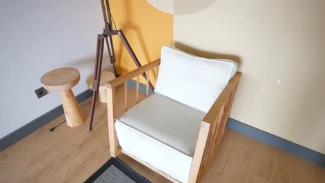 modern wooden chair in a cozy room