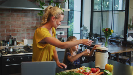 mother and daughter cooking together