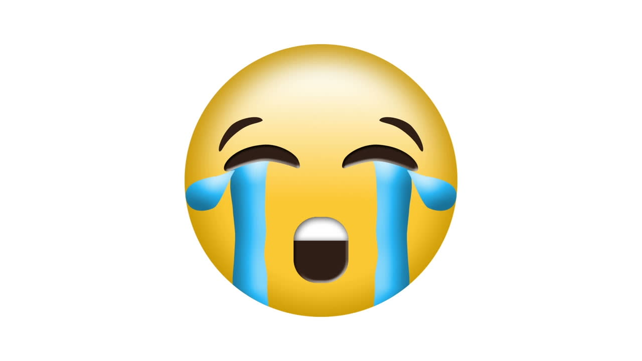 animación del icono de emoji triste sobre zigzags en movimiento sobre fondo blanco