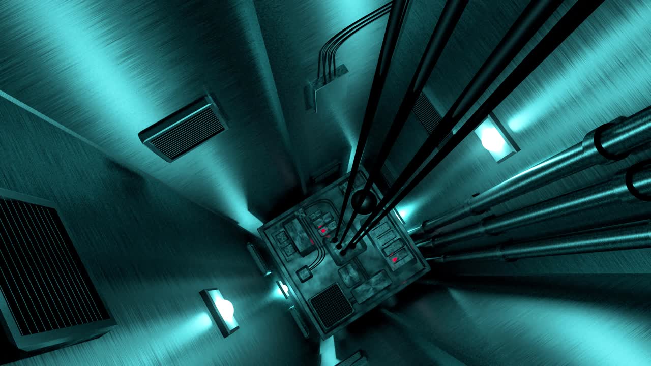 Elevator shaft lift shaft bunker vault safe nuclear machinery 4k