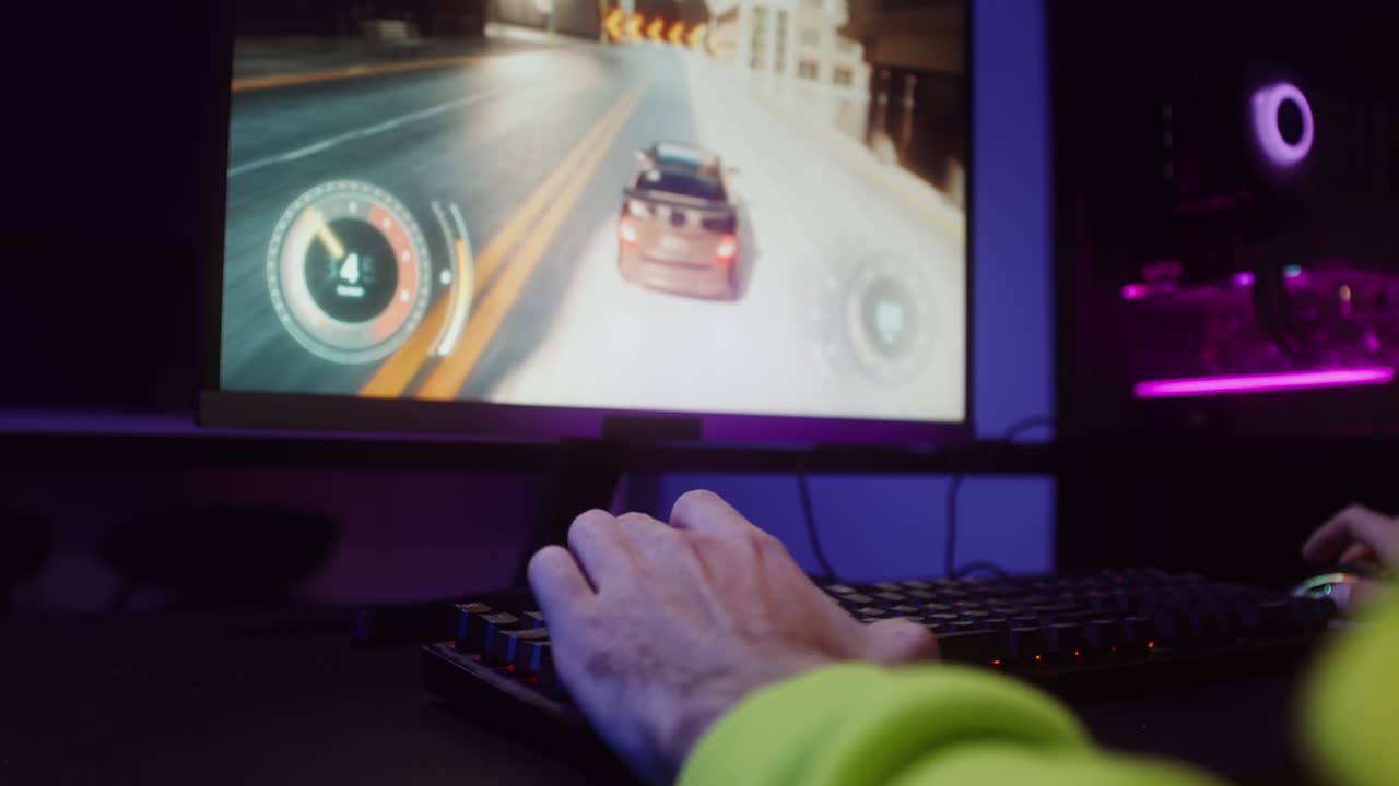 Gaming Setup with Driving Game