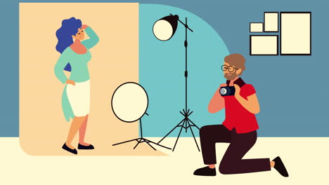 fotógrafo fotografiando a una mujer en el estudio