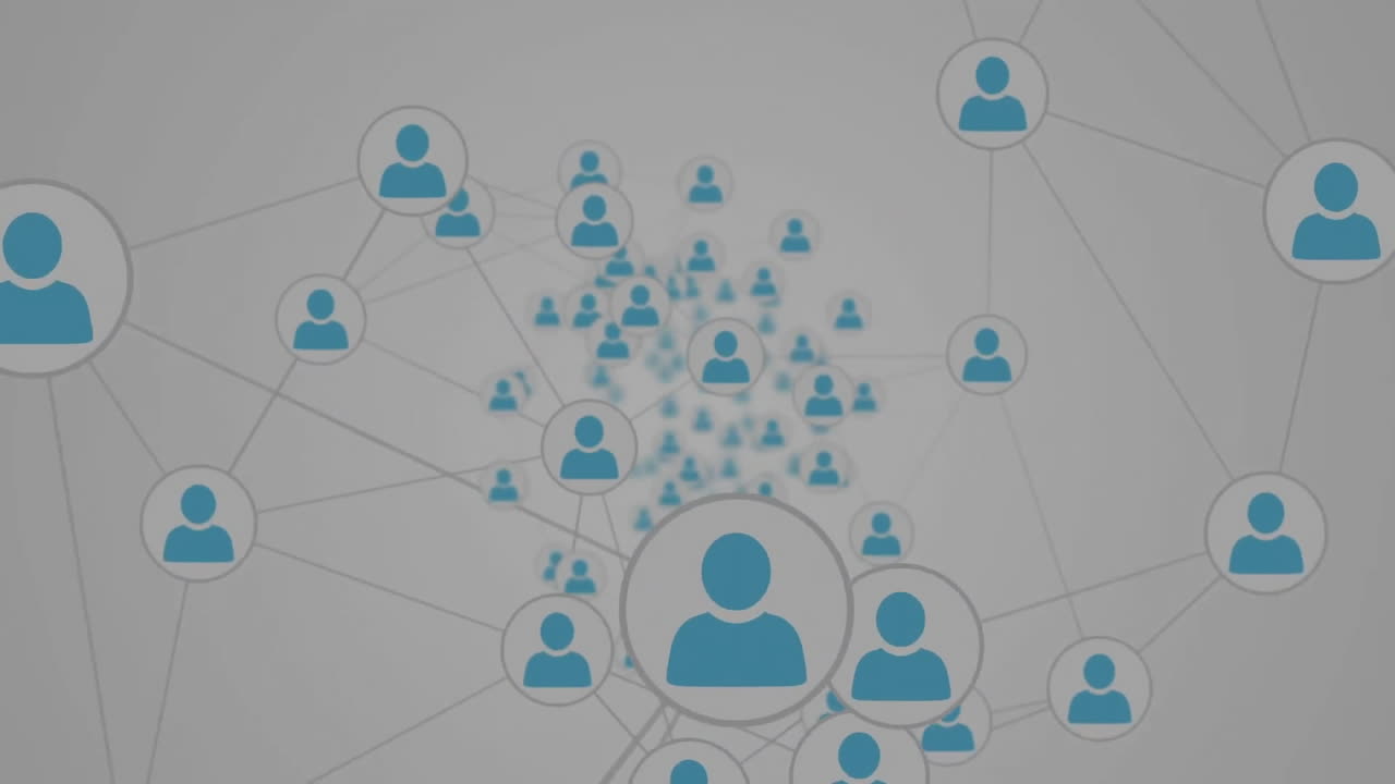 animación de la red de conexiones con los iconos de las personas