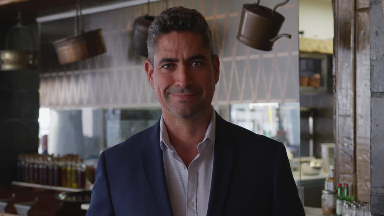 Caucasian man in blue suit