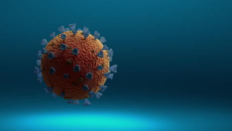 Renderizado-3d-Microscópico-De-Coronavirus-Aislado-En-Fondo-Azul