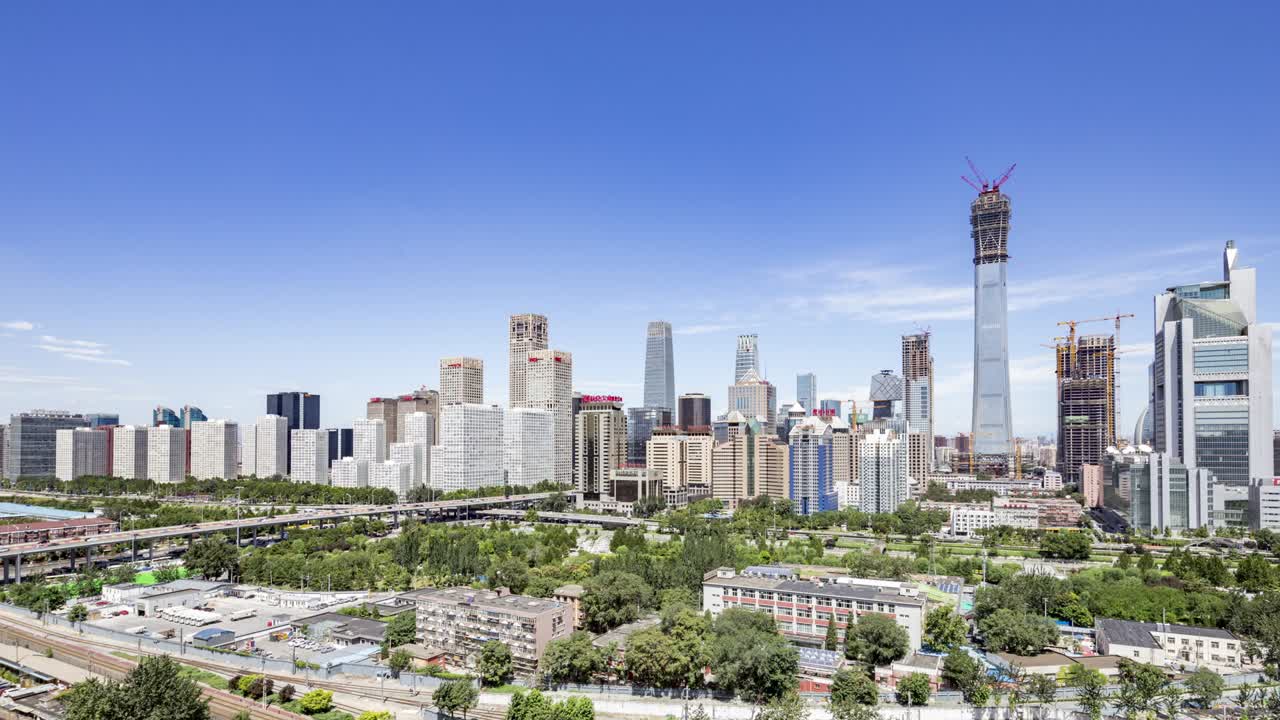 el horizonte de pekín en el lapso de tiempo