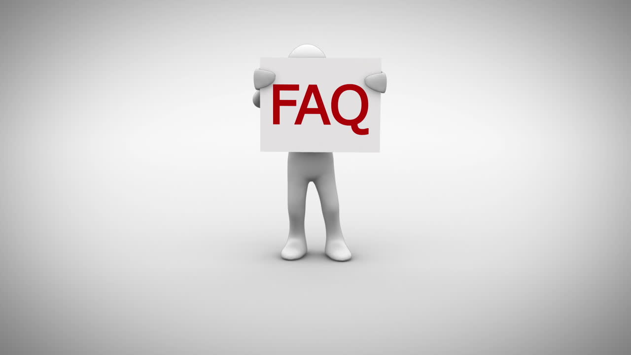 signo de carácter blanco que dice faq