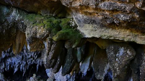 geological rock formations in rawhiti cave in new zealand, closeup