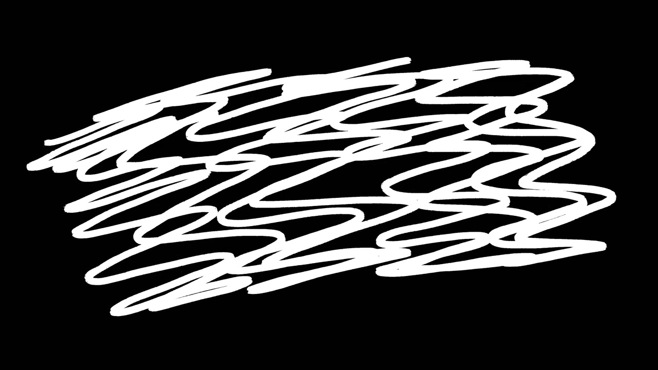 Abstract Moving White Scribble Lines on Black Background