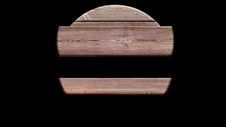 Planks appear one at a time and form a wooden circular sign.