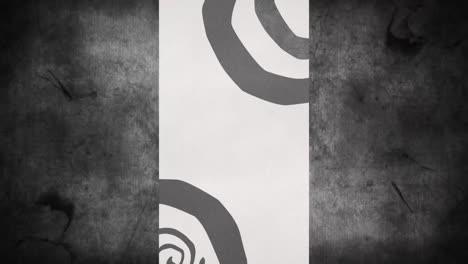 Animation-of-grey-curves-on-vertical-white-panel-over-shaking-smoky-grey-background