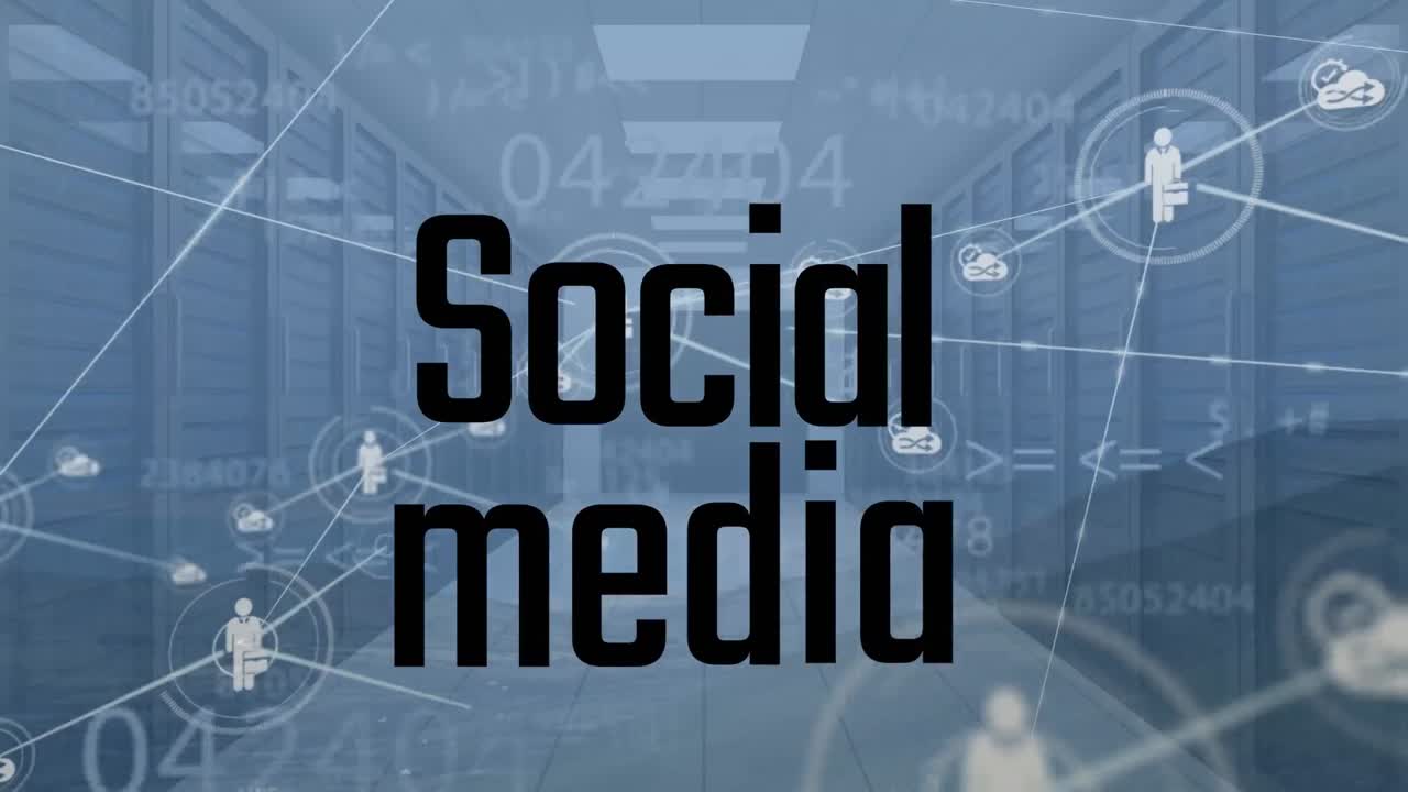 서버 을 통해 연결 네트워크와 함께 소셜 미디어 텍스트의 애니메이션