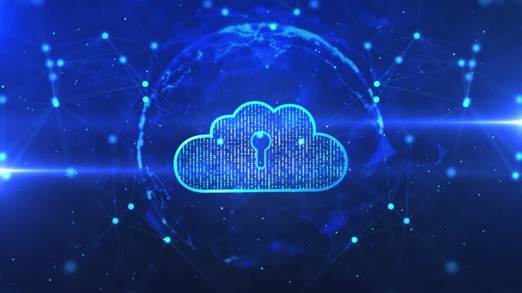 Hi-tech Cloud Computing Database Storage Services Web Technology Loop background.