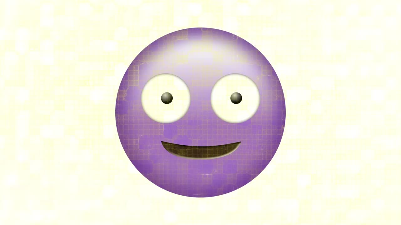 animación de un emoticono parpadeante sobre un fondo blanco y amarillo