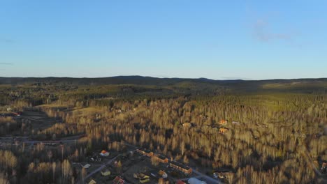 Landscape-view-from-drone-over-Bongbro,-Sweden