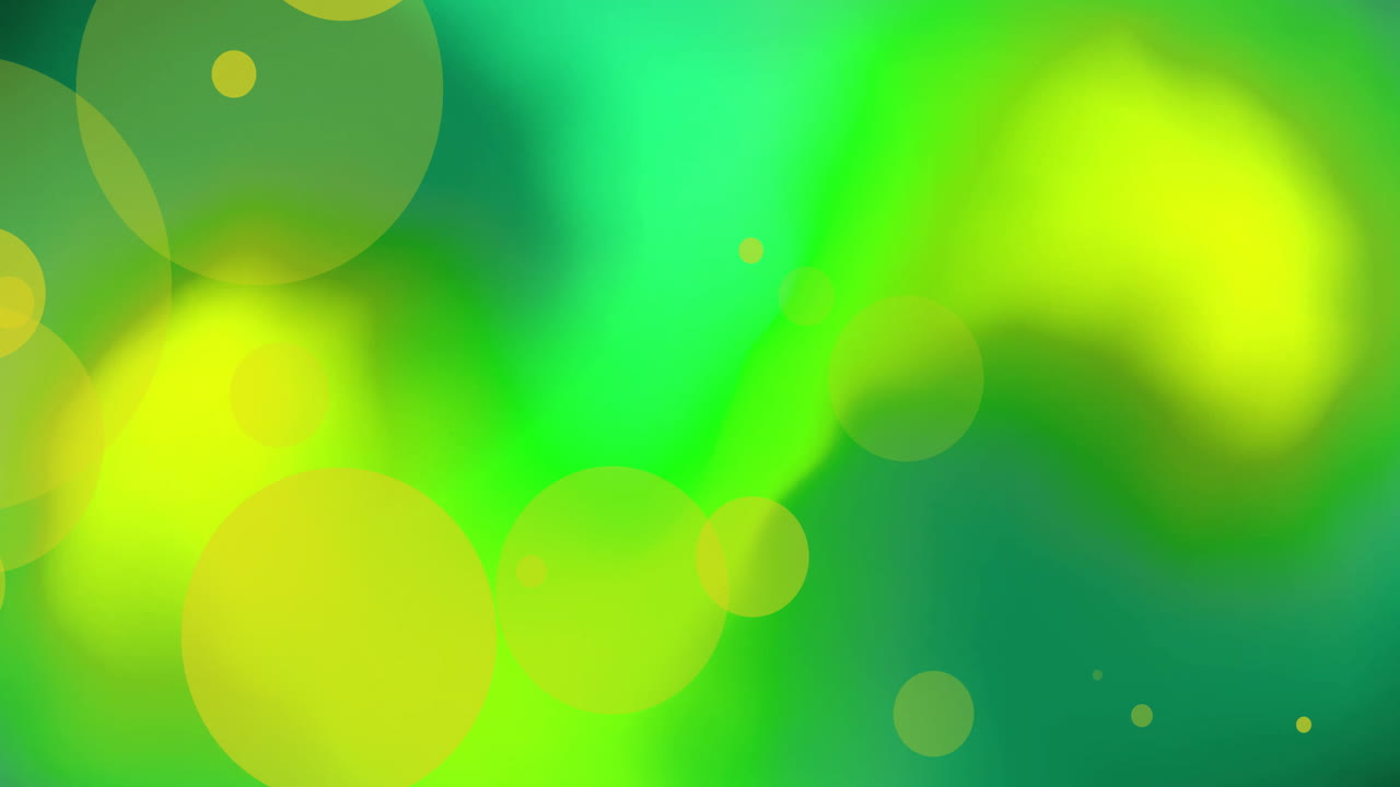 animación de manchas brillantes de color naranja sobre un fondo vibrante abstracto verde y amarillo